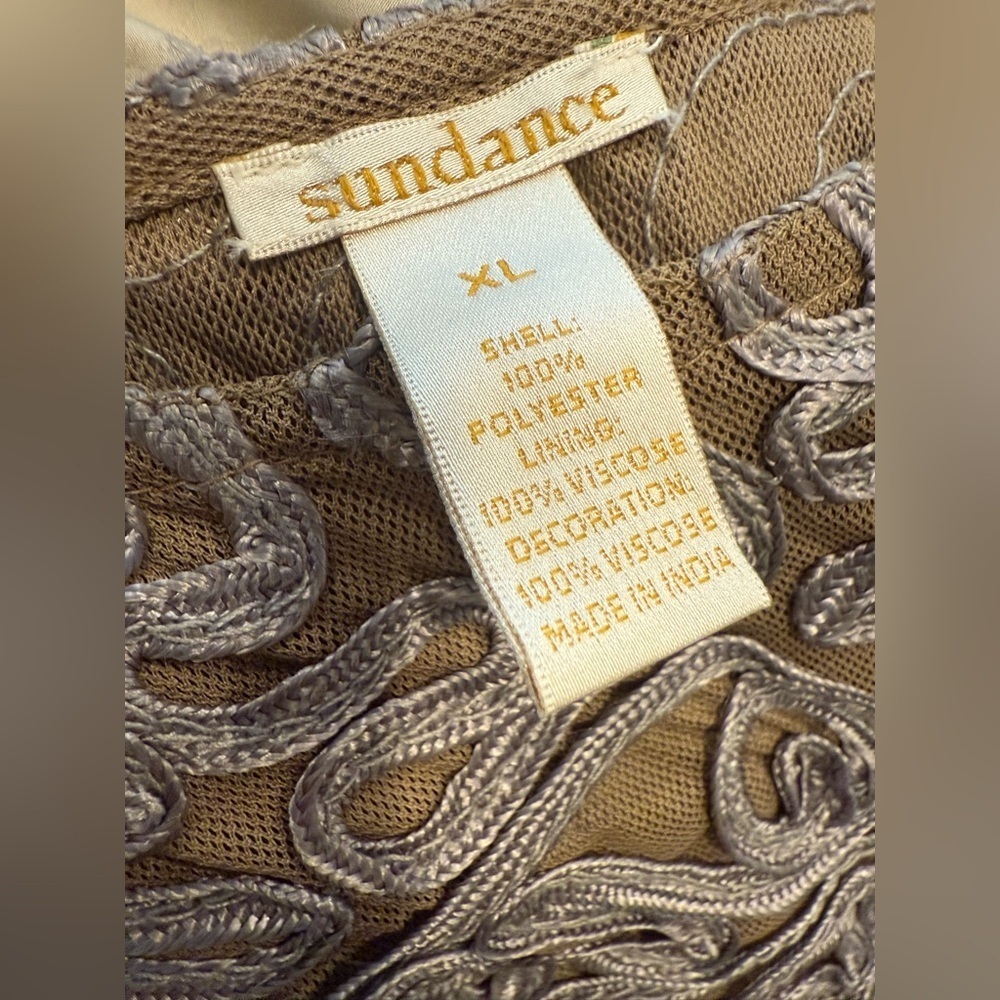 Sundance Pure Elegance Applique Shift Dress in Tan and Grey Size XL - Picture 4 of 5